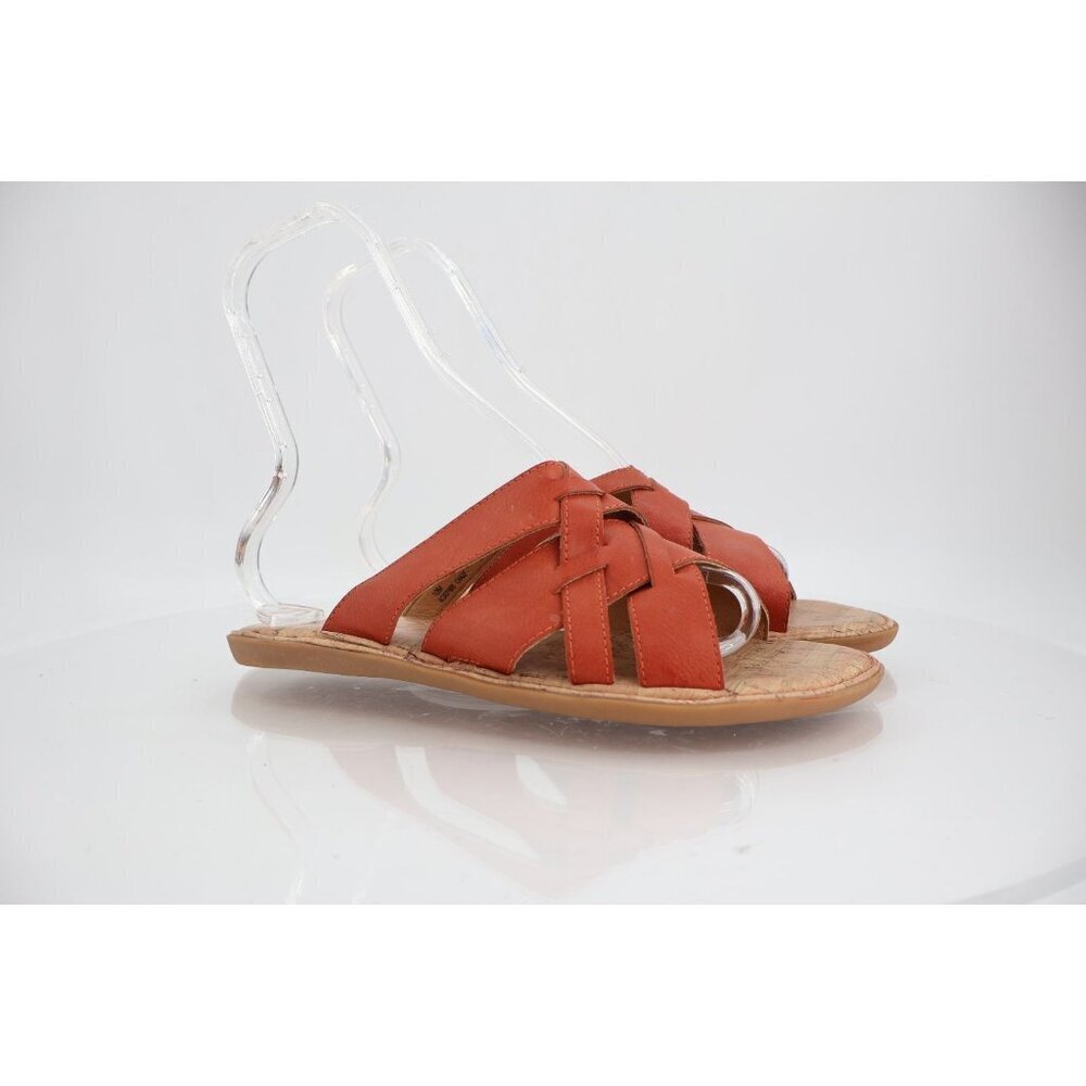 Born Mona Women Sandal Size 10 Red Vegan Flat Thong Slide Flower Flip Flop Shoe